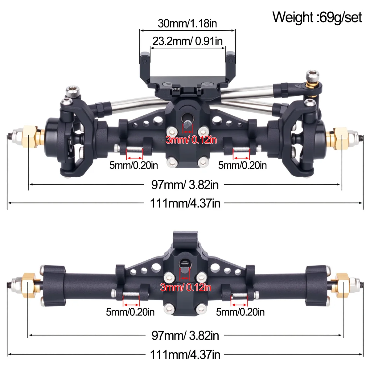 Plastic SCX24 Front Rear Axle  - огляд і ціна Hobby Zone Rc